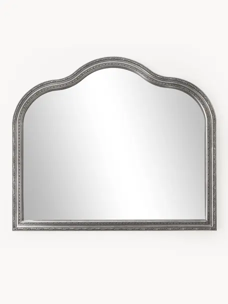 Espejo de pared barroco Muriel, Parte trasera: tablero de fibras de dens, Espejo: cristal, Plateado, An 90 x Al 77 cm
