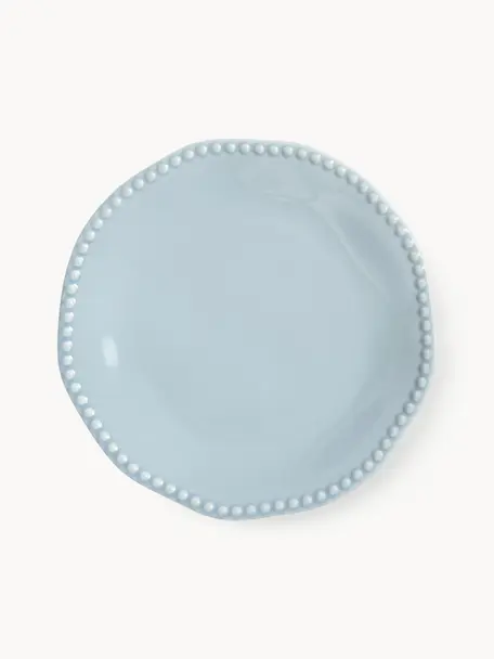 Dinerbord Perle van beenderporselein, 2 stuks, Beenderporselein, Lichtblauw, Ø 50 x D 1 cm