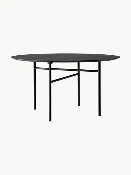 Table à manger ronde Snaregade, Ø 138 cm, Placage en bois de chêne laqué, noir mat, Ø 138 x haut. 73 cm