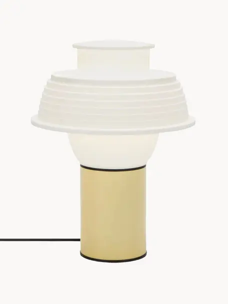 Lampada da tavolo piccola TL2, Paralume: silicone, Struttura: metallo rivestito, Giallo chiaro, bianco, nero, Ø 22 x Alt. 28 cm