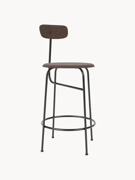 Tabouret de bar Afteroom, Bois foncé, cadre noir, larg. 48 x long. 91 cm