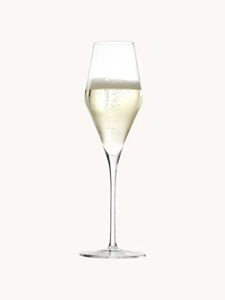 Kristallen champagneglazen Quatrophil, 6 stuks, Kristalglas, Transparant, Ø 8 x H 26 cm, 290 ml