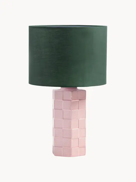 Lampa stołowa Check, Zielony, jasny różowy, Ø 25 x W 42 cm