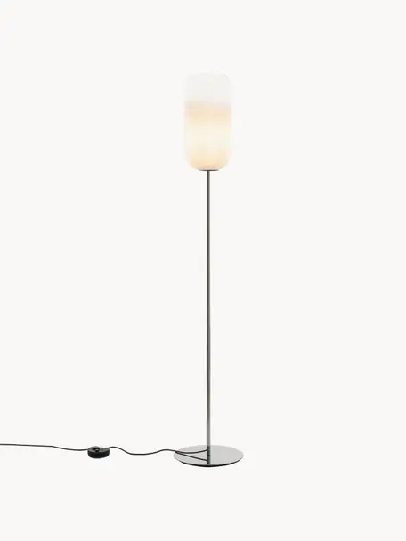 Lampadaire soufflé bouche Gople, Blanc, argenté, haut. 170 cm