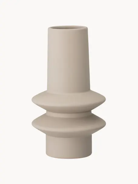 Petit vase design en grès Isold, Grès cérame, Beige, Ø 13 x haut. 22 cm