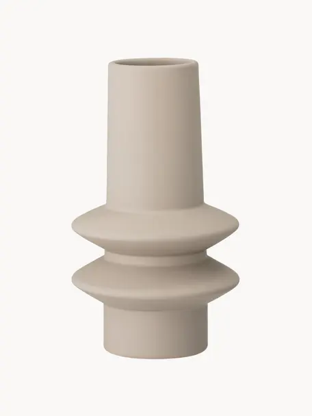 Kleine Vase Isold aus Steingut, H 22 cm, Steingut, Hellbeige, Ø 13 x H 22 cm