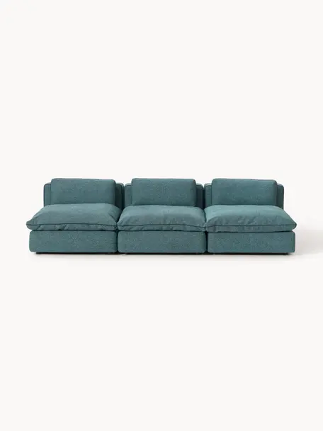 Modulares XL-Sofa Felix (3-Sitzer), Bezug: 100 % Polyester Der strap, Gestell: Massives Kiefern- und Fic, Füße: Kunststoff Dieses Produkt, Webstoff Türkisgrün, B 300 x T 140 cm