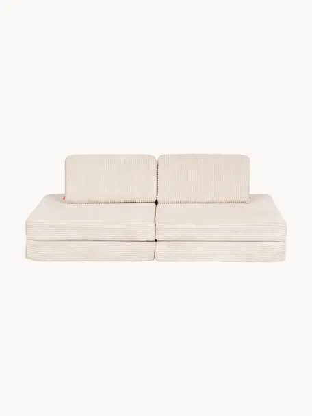 Ręcznie wykonana dziecięca sofa modułowa ze sztruksu Mila, Tapicerka: sztruks (100% poliester) , Jasnobeżowy sztruks, S 130 x G 65 cm