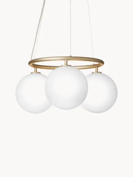 Lámpara de techo de vidrio Miira, Cable: plástico, Dorado, blanco, Ø 54 x Al 25 cm