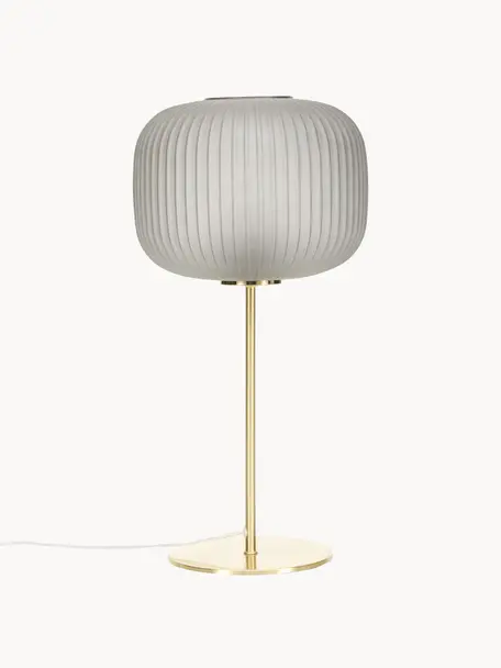 Velká stolní lampa se skleněným stínidlem Sober, Zlatá, šedá, Š 25 cm, V 50 cm