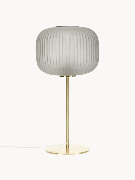 Lampada da tavolo grande con paralume in vetro Sober, Paralume: vetro, Dorato, grigio, Ø 25 x Alt. 50 cm