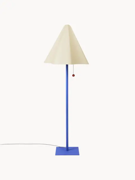 Lámpara de pie de diseño Skirt, Pantalla: acero con pintura en polv, Cable: cubierto en tela, Blanco crema, azul, Ø 44 x Al 96 cm