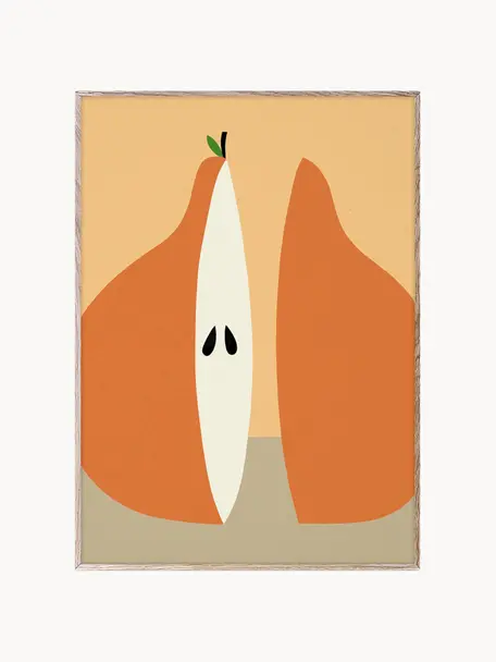 Poster Poire, 210 g mat Hahnemühle papier, digitale print met 10 UV-bestendige kleuren, Oranje, greige, B 30 x H 40 cm