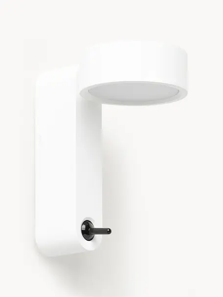 Aplique pequeño LED Toggle, pantalla orientable, Aluminio pintado, Blanco mate, An 10 x Al 17 cm