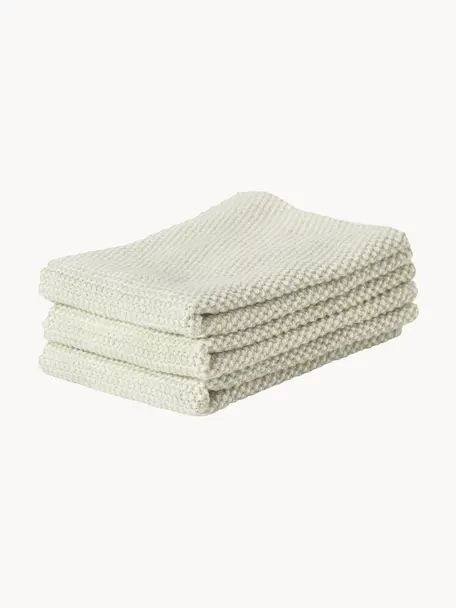 Wasbare katoenen vaatdoeken Zone Denemarken, 3 stuks, 100% katoen, Off White, B 27 x L 27 cm