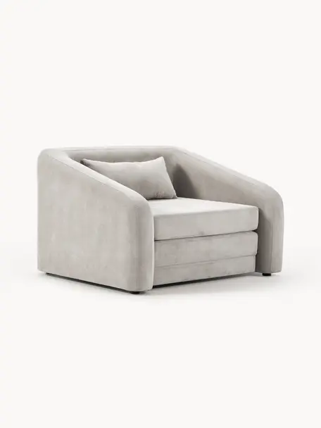 Fauteuil convertible Eliot, Tissu gris clair, larg. 100 x prof. 94 cm