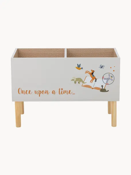 Stojak na książki z drewna Salam, Płyta pilśniowa średniej gęstości (MDF), Drewno naturalne lakierowane na jasnoszaro, Ø 60 x W 40 cm