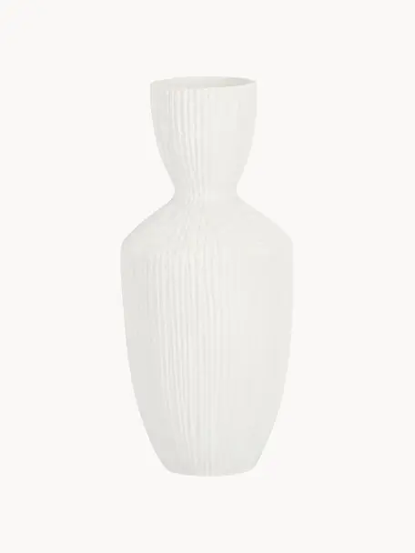 Keramik Design-Vase Striped, H 36 cm, Keramik, Weiß, Ø 16 x H 36 cm