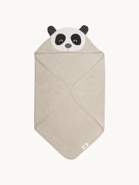 Babyhanddoek Panda Penny van biokatoen, 100% biokatoen, Beige, wit, donkergrijs, B 80 x L 80 cm