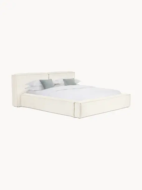 Čalouněná postel s úložným prostorem Lennon, Tlumeně bílá, Š 140 cm, D 200 cm