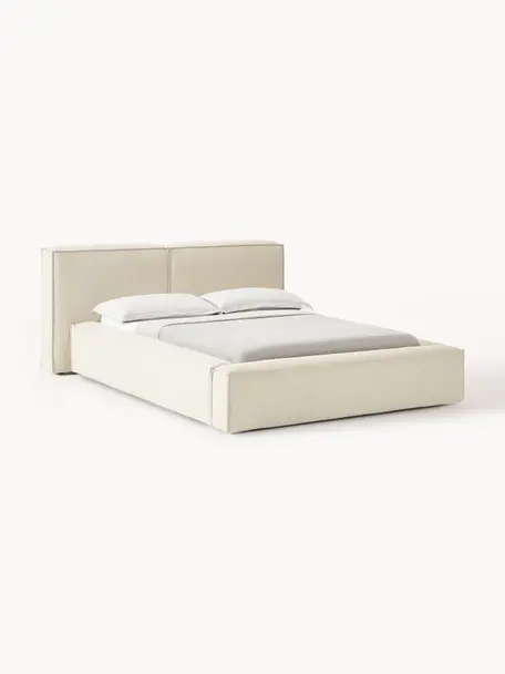 Čalúnená posteľ s úložným priestorom Lennon, Lomená biela, Š 208 x D 243 cm (spacia plocha 140 x 200 cm)