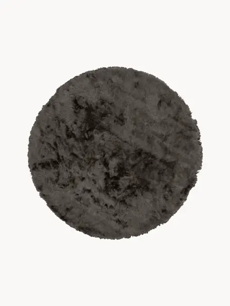 Lesklý koberec s vysokým vlasem Jimmy, kulatý, Tmavě šedá, Ø 120 cm (velikost S)