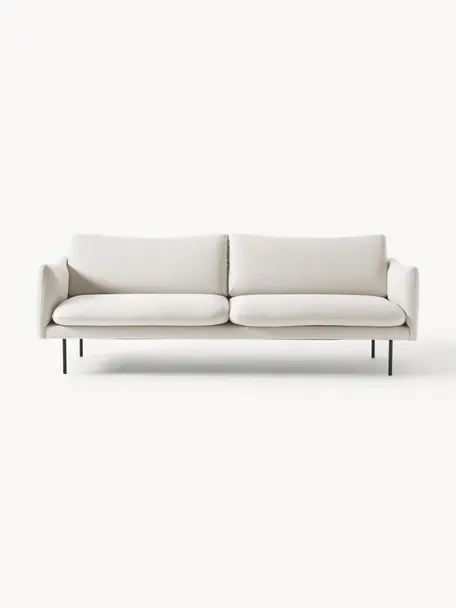 Sofa Moby (3-Sitzer), Bezug: Polyester Der hochwertige, Gestell: Massives Kiefernholz, Webstoff Hellbeige, B 220 x T 95 cm