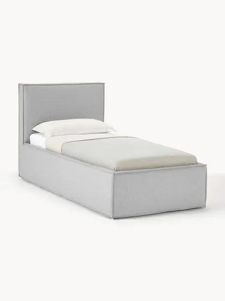 Čalúnená posteľ s úložným priestorom Dream, Svetlosivá, Š 90 x D 200 cm