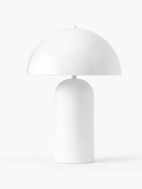 Veľká retro stolová lampa Walter, Lesklá biela, Ø 38 x V 55 cm