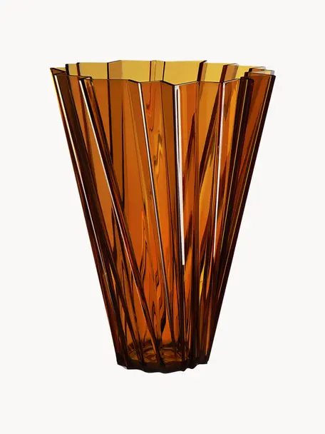 Grote vaas Shanghai, H 44 cm, Acrylglas, Oranje, transparant, Ø 35 x H 44 cm
