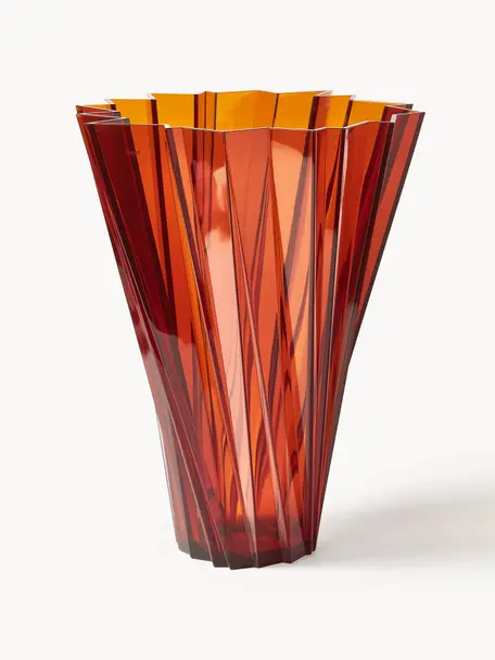 Grote vaas Shanghai, H 44 cm, Acrylglas, Oranje, transparant, Ø 35 x H 44 cm