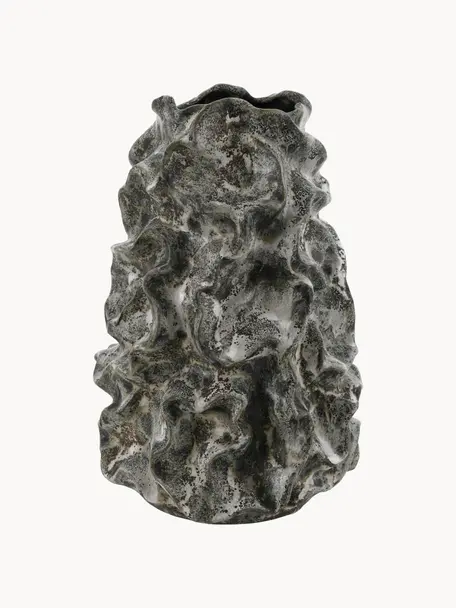 Vase design Coral, Grès cérame, Gris foncé, Ø 22 x haut. 33 cm