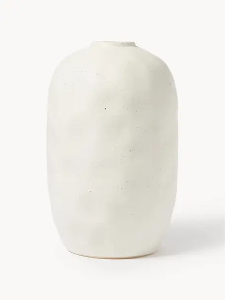 Grand vase de sol en faïence Bruno, haut. 62 cm, Grès cérame, Blanc cassé, Ø 39 x haut. 62 cm