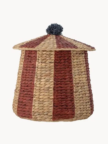 Panier de rangement enfant en jacinthe d'eau Birsen, Jacinthe d'eau, Brun clair, rouge, Ø 40 x haut. 40 cm