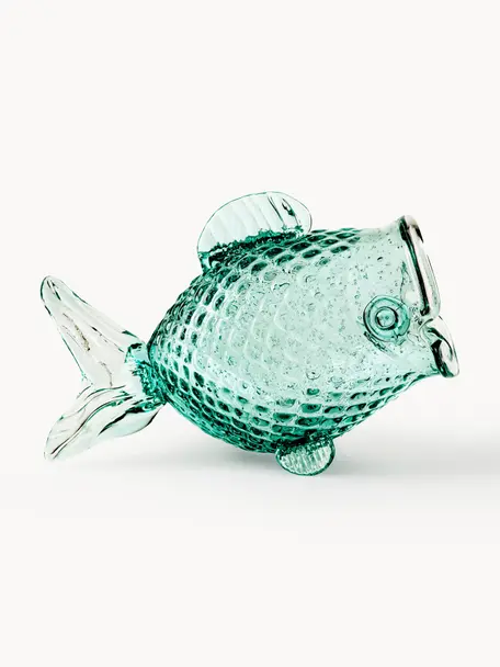 Contenitore da cucina di design in vetro Fish, Vetro, Verde salvia, Larg. 38 x Alt. 24 cm