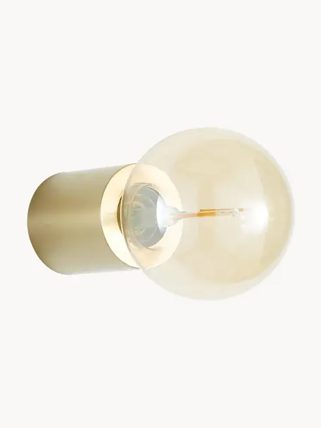 Kleine wand- en plafondspot Chanty, Lamp: vermessingd metaal, Mat goudkleurig, Ø 6 x D 7 cm