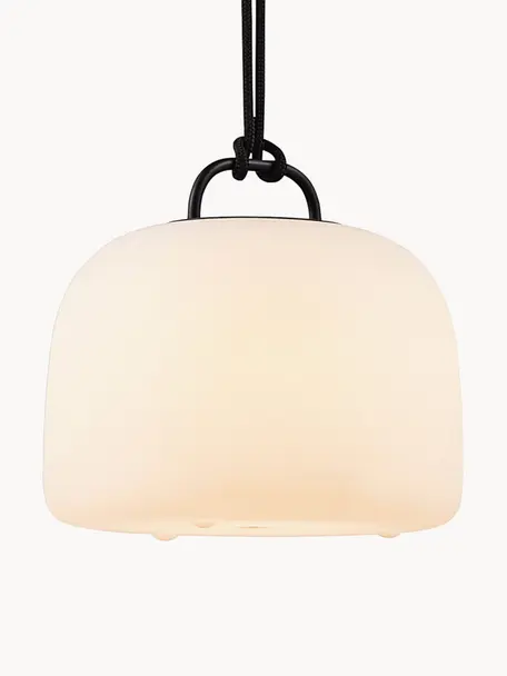 Mobiele dimbare outdoor LED lamp Kettle, Lamp: kunststof, Crèmewit, zwart, Ø 36 x H 31 cm