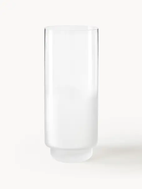 Ručne fúkaná váza Milky, Sklo, Priehľadná, biela, Ø 14 x V 35 cm