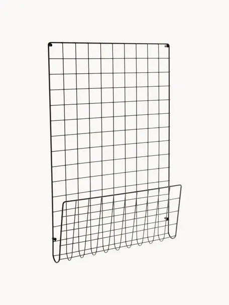 Große Gitter-Pinnwand Mesh, Stahl, lackiert, Schwarz, B 51 x H 72 cm