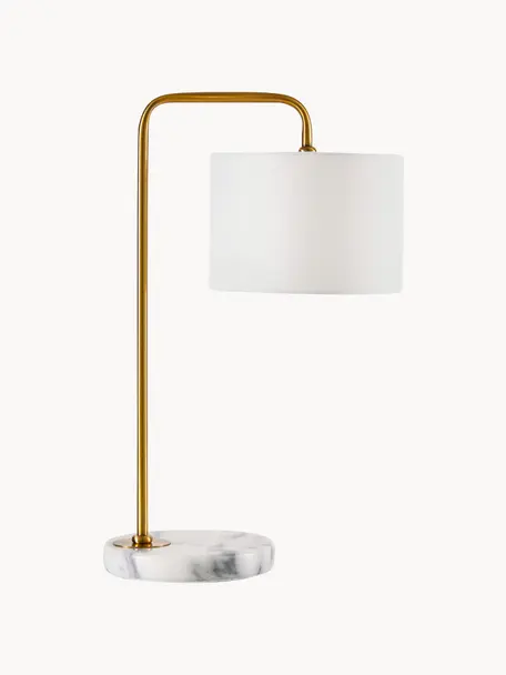 Stolní lampa s mramorovou podstavou Montreal, Bílá, zlatá, Ø 20 cm, V 49 cm