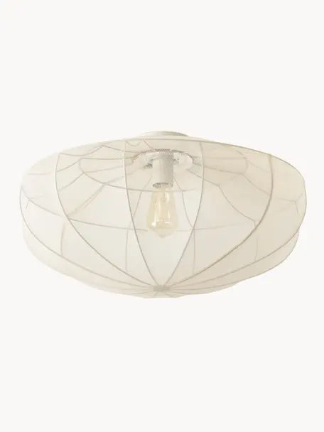 Plafondlamp Beau van netstof, Lampenkap: textiel, Lichtbeige, Ø 60 x H 29 cm