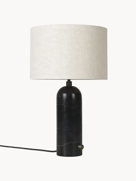Grande lampe à poser avec pied en marbre Gravity, tailles variées, Beige clair, noir marbré, Ø 41 x haut. 65 cm