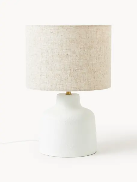 Lampe à poser avec socle en béton Ike, Blanc crème, beige, Ø 30 x haut. 45 cm