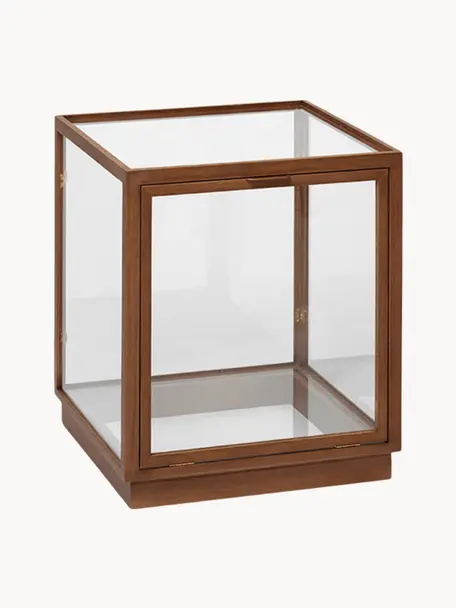 Vitrine Miru aus Eichenholz, Gestell: Eichenholz, Dunkles Eichenholz, Transparent, B 40 x H 42 cm