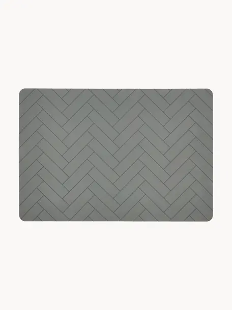 Mantel individual de silicona Tiles, Silicona, Gris oscuro, An 33 x L 48 cm