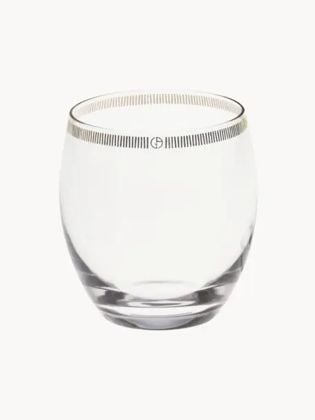Bicchieri per acqua di cristallo con decoro oro Dvorak 6 pz., Trasparente, oro, Ø 8 x Alt. 9 cm