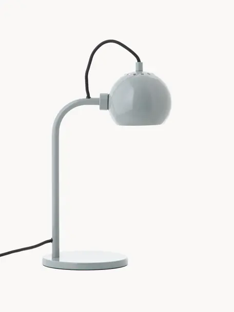 Lámpara de mesa de diseño Ball, Pantalla: metal recubierto, Cable: cubierto en tela, Gris azulado, An 24 x Al 37 cm