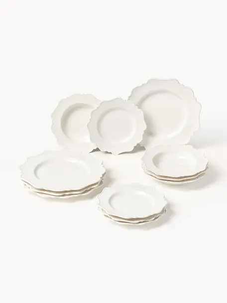 Service de table en porcelaine Grace, 4 personnes (12 élém.), Porcelaine, Blanc, 4 personnes (12 élém.)