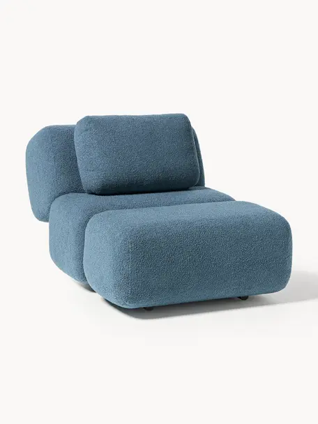 Teddy fauteuil Caterpillar, Poten: kunststof, Teddy grijsblauw, B 82 x D 118 cm