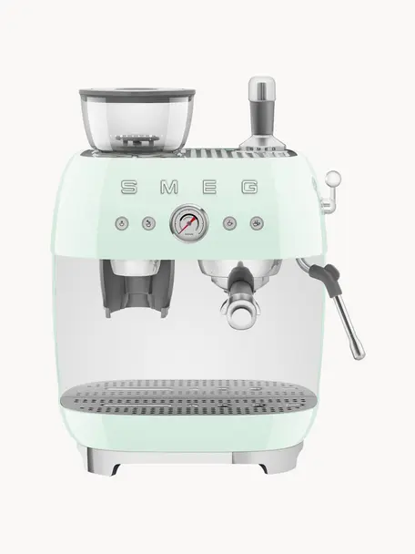 Kaffeemaschine 50's Style mit Siebträger, Aluminium-Druckguss, Edelstahl, Kunststoff, Mintgrün, B 45 x H 50 cm